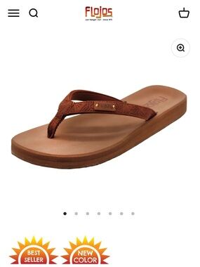 Brand new Women's Flojos Billie Flip Flop tan artisan size 8 memory foam